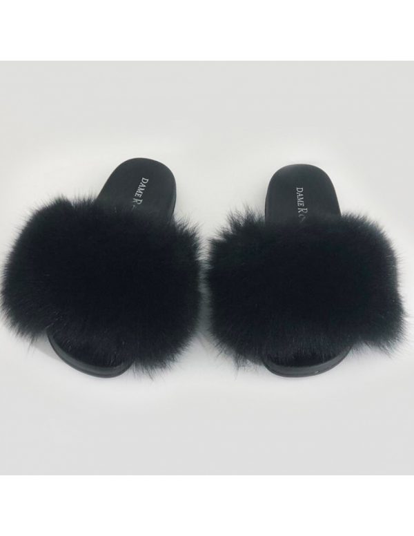 slippers da donna in vera pelliccia di volpe originale