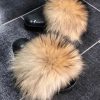 slippers da donna in vera pelliccia di volpe originale