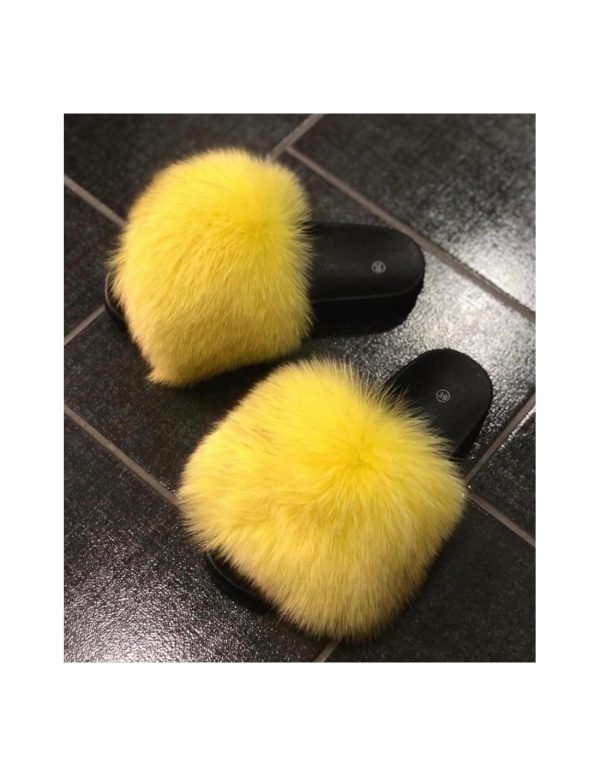 slippers da donna in vera pelliccia di volpe originale