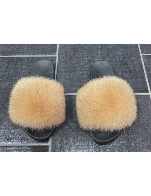 slippers da donna in vera pelliccia di volpe originale