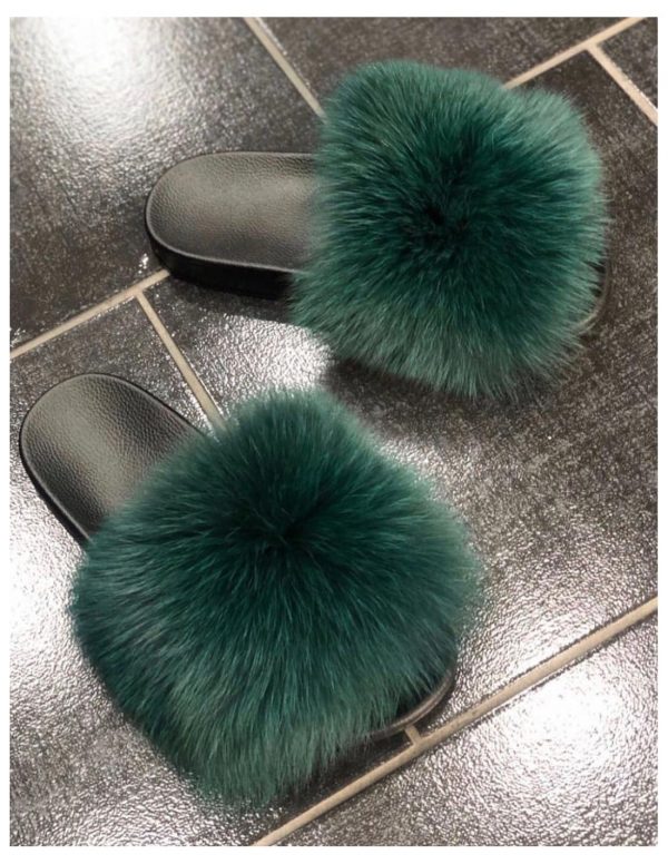 slippers fox da donna in vera pelliccia di volpe originale