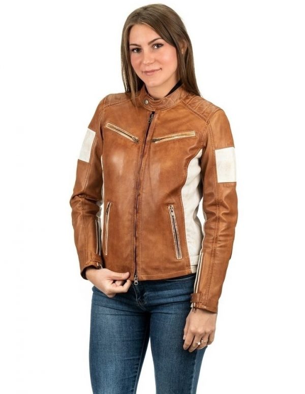 Giubbotto da donna stile motociclista in vera pelle