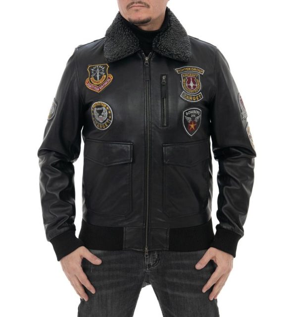 Aviatore da uomo in vera pelle nero