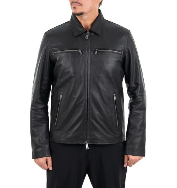 Giacca da uomo in vera pelle nero
