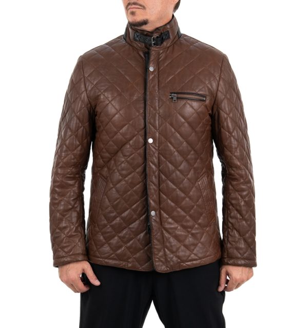 Giacca classica da uomo in vera pelle cuoio